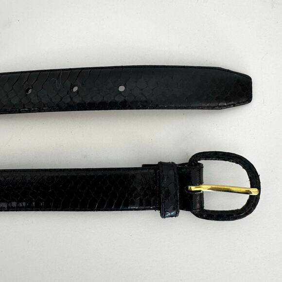 Honors Vintage Genuine Snake Skin Waist Belt Black M/L - Picture 5 of 9